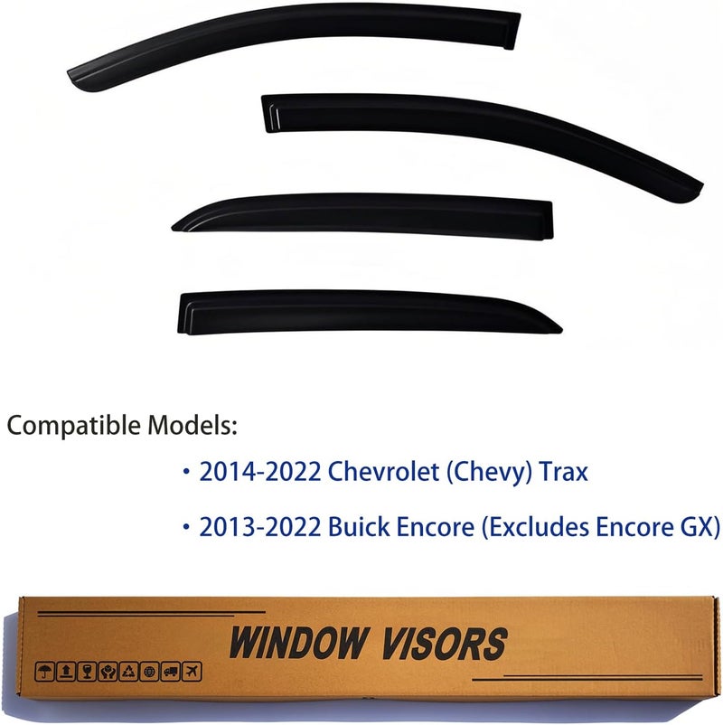 YLSCOO Window Visors Rain Guards fits 2013-2022 Buick Encore (Excludes Encore GX), Out-Channel Window Wind Deflectors Vent Shades for 14-22 Trax, Dark Smoke, 2014 2015 2016 2017 2018 2019 2020 2021 - Image 2